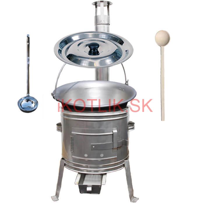 Nerezový kotlík 20 L (1,5 mm) + nerezová kotlina 42 cm + vareška a naberačka TOPLUX