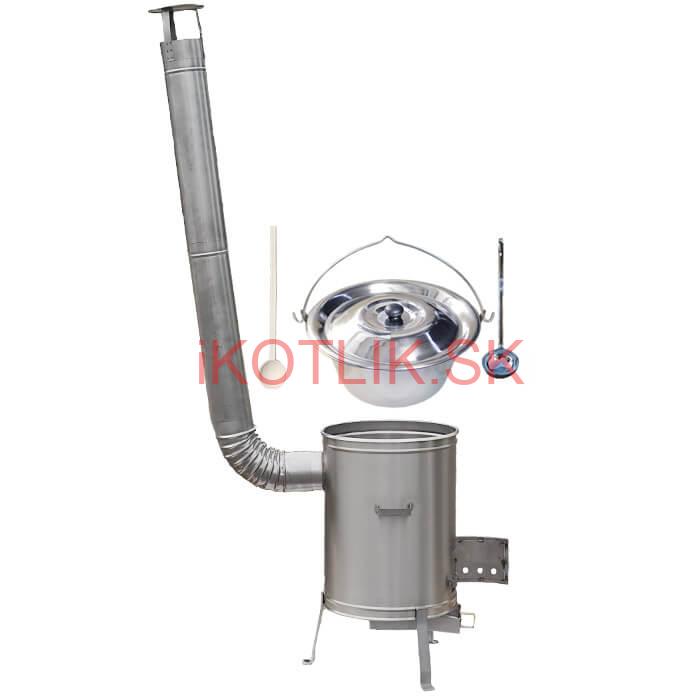 Antikorový kotlík 20 L (1,2 mm) + nerezová kotlina 42 cm + vareška a naberačka LUX