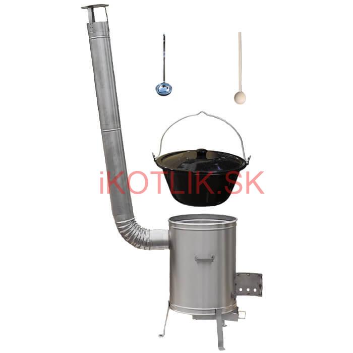 Smaltovaný kotlík 22 L (1,2 mm) + nerezová kotlina 42 cm + vareška a naberačka LUX