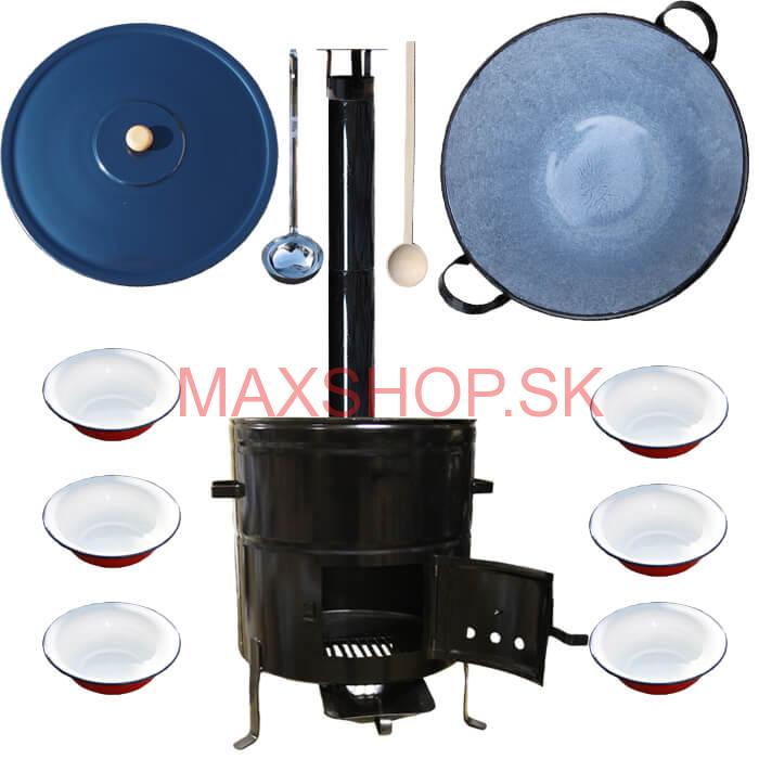 Smaltovaný kotol 70 L + smaltované taniere BIG PARTY