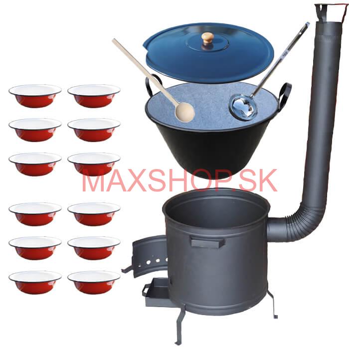 Smaltovaný kotol 80 L + smaltované taniere 12 ks PLUS 600
