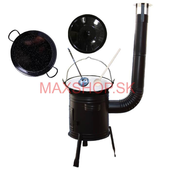 Paella smaltovaná panvica 34 cm so smaltovaným kotlíkom 8 L (1,2 mm) a kotlinou