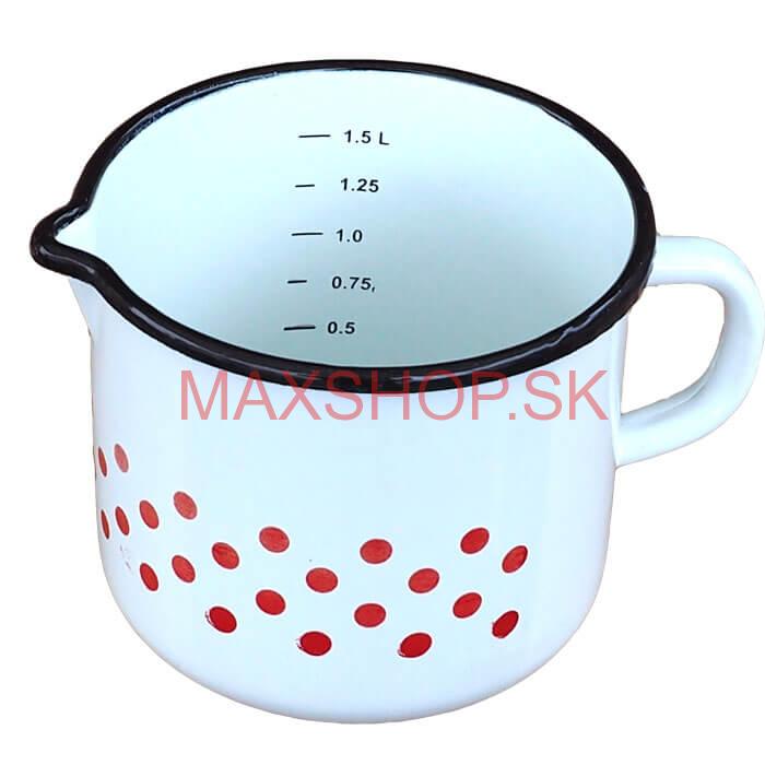 Smaltovaný hrnček s výlevkou 1,5 L - bodkovaný