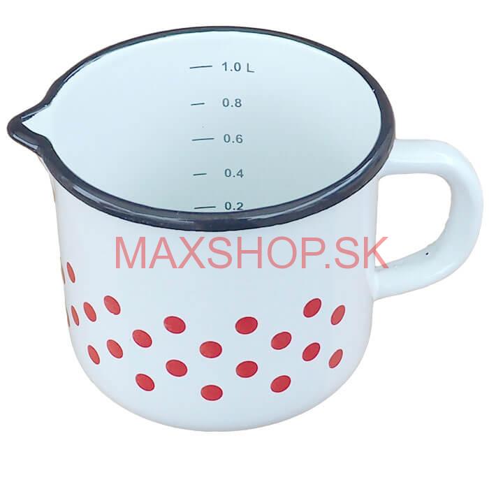 Smaltovaný hrnček s výlevkou 1 L - bodkovaný