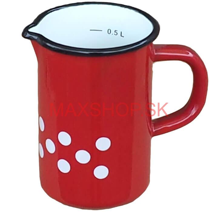 Smaltovaný hrnček s uškom 0,5 L – červený, vysoký