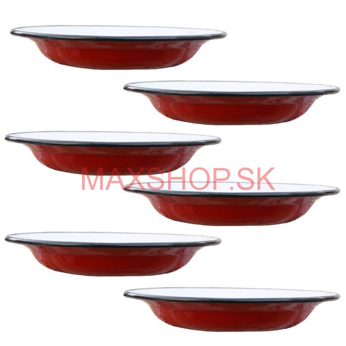 Súprava smaltovaných plytkých tanierov 22 cm 6 ks
