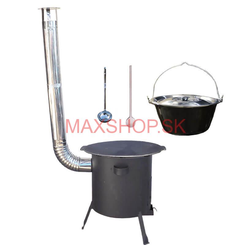 Smaltovaný kotlík 20 L + liatinová panvica 45 cm + žiaruvzdorná kotlina 42 cm PLUS 600