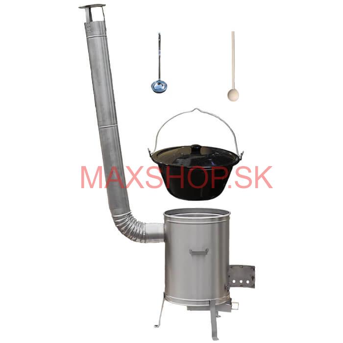 Smaltovaný kotlík 25 L (1,2 mm) + nerezová kotlina 42 cm LUX  + vareška a naberačka