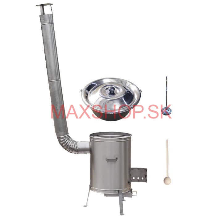 Nerezový kotlík 30 L (1,5 mm) + nerezová kotlina 45 cm LUX + vareška a naberačka