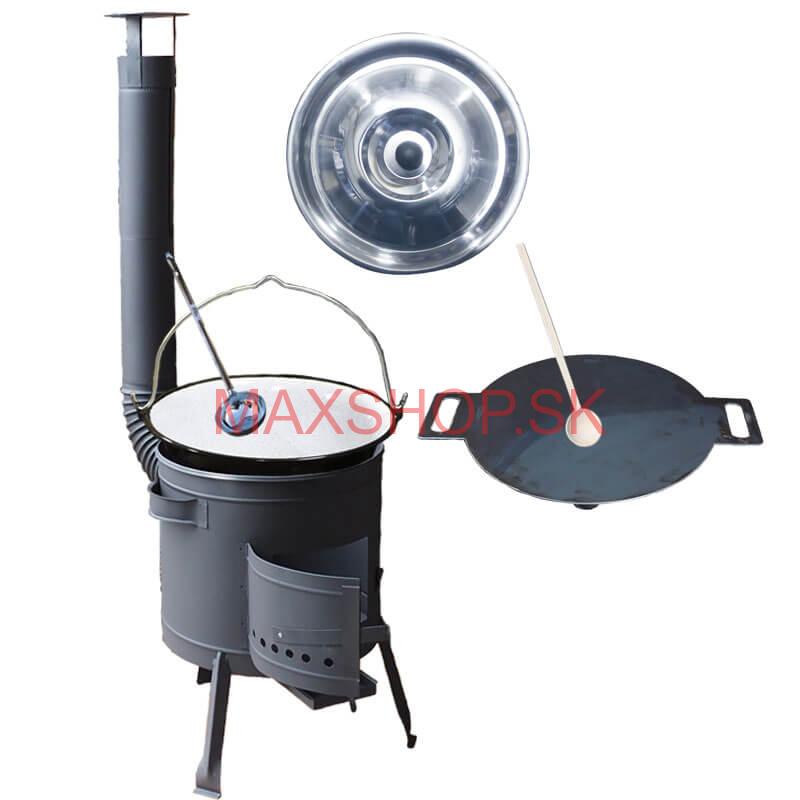 Smaltovaný kotlík 13 L + železná panvica 38 cm UNI + kotlina 36 cm PLUS 600