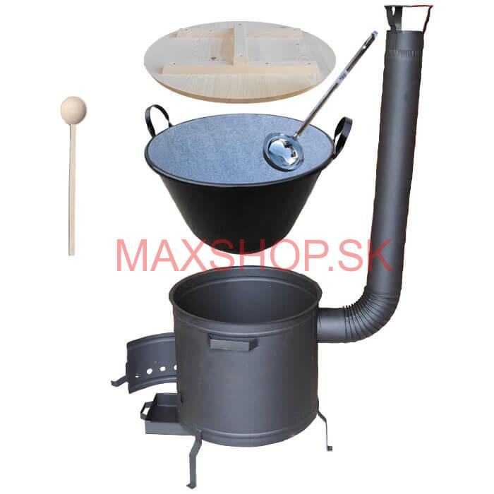 Smaltovaný kotol 100 L + žiaruvzdorná kotlina 60 cm PLUS 600 + vareška a naberačka BIG PARTY