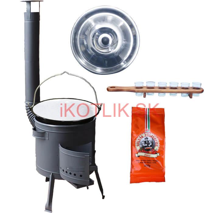 Smaltovaný kotlík 20 L (1,2 mm) + korenie + štamperlíky + nízka žiaruvzdorná kotlina (0,8 mm) 42 PLUS 600