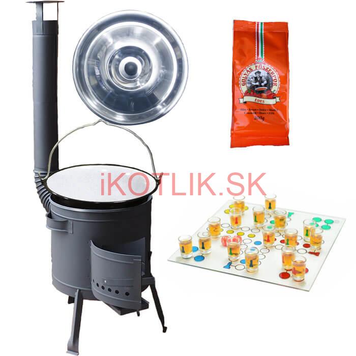 Smaltovaný kotlík 20 L (1,2 mm) + korenie + človeče pi už + nízka žiaruvzdorná kotlina 42 PLUS 600