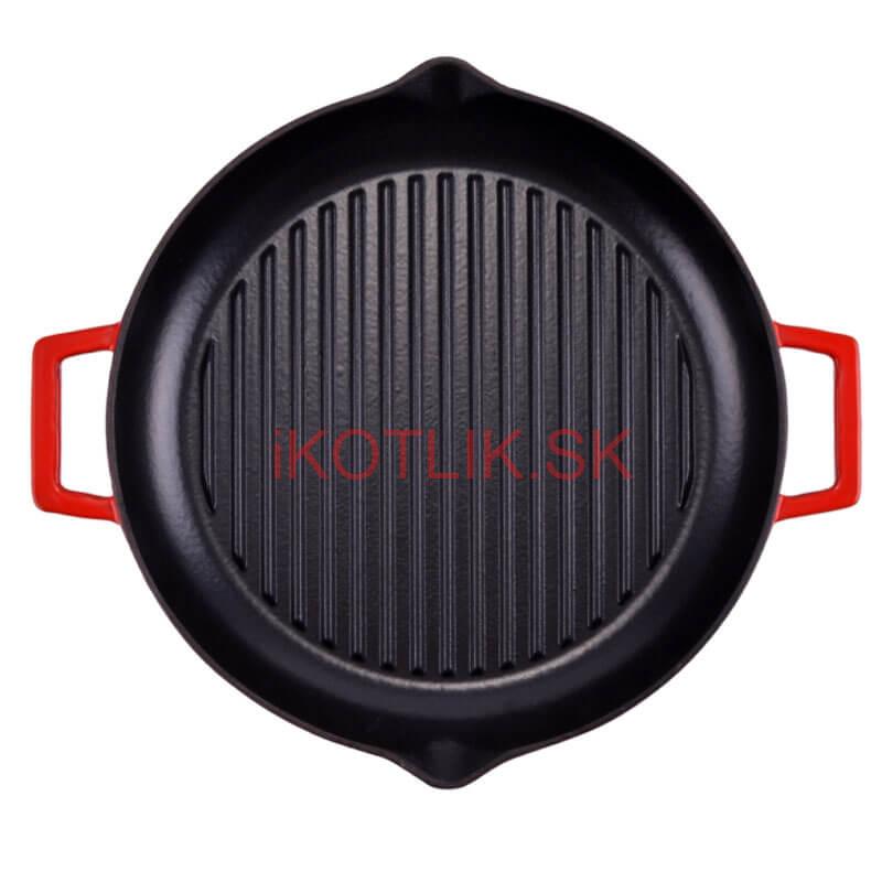 Liatinová posmaltovaná panvica na grilovanie 31 cm s výlevkami BBQ