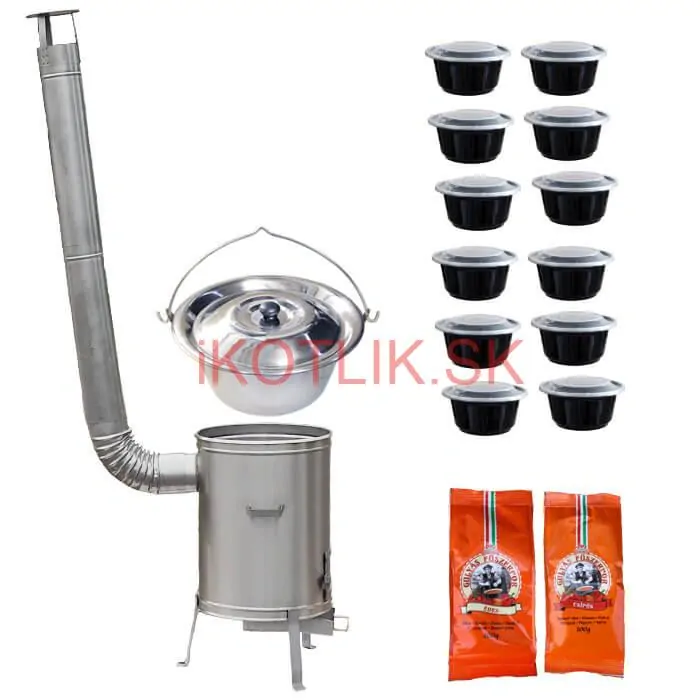 Nerezový kotlík 22 L (0,8 mm) INOX + nerezová kotlina 42 cm LUX + misky 12 ks + 2 x korenie na guláš 100 g