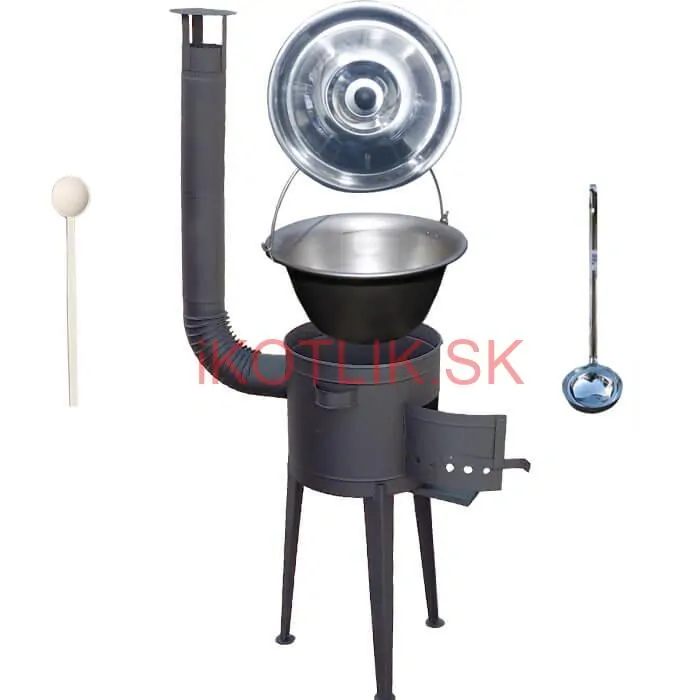 Nerezový kotlík 20 L (1,5 mm) + vysoká žiaruvzdorná kotlina (2,0 mm) HODO 42 cm PLUS 600 + vareška + naberačka