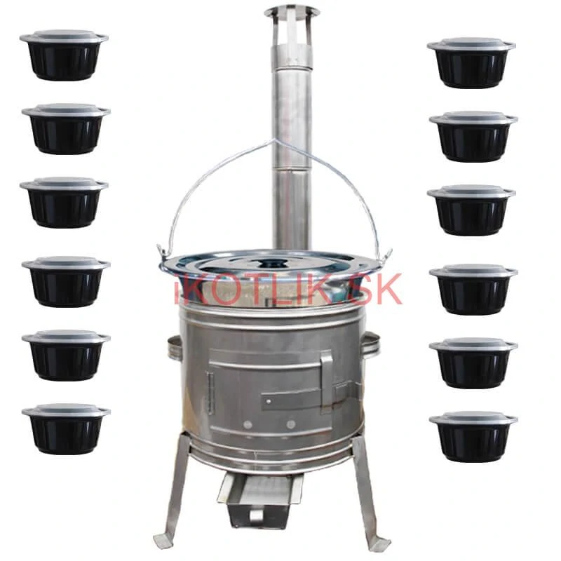 Nerezový kotlík 22 L (0,8 mm) INOX + Nerezová kotlina 42 INOX + misky 12 ks