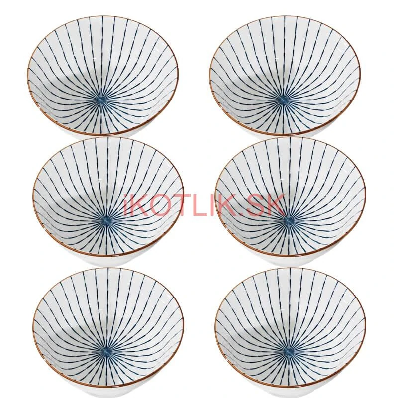 Sada 6 ks veľkých keramických misiek na guláš a polievky, 1 liter