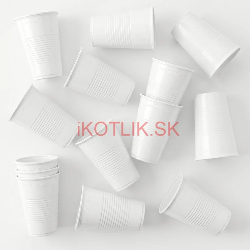 Jednorazový plastový biely pohár na studený nápoj 300 ml – 12 ks