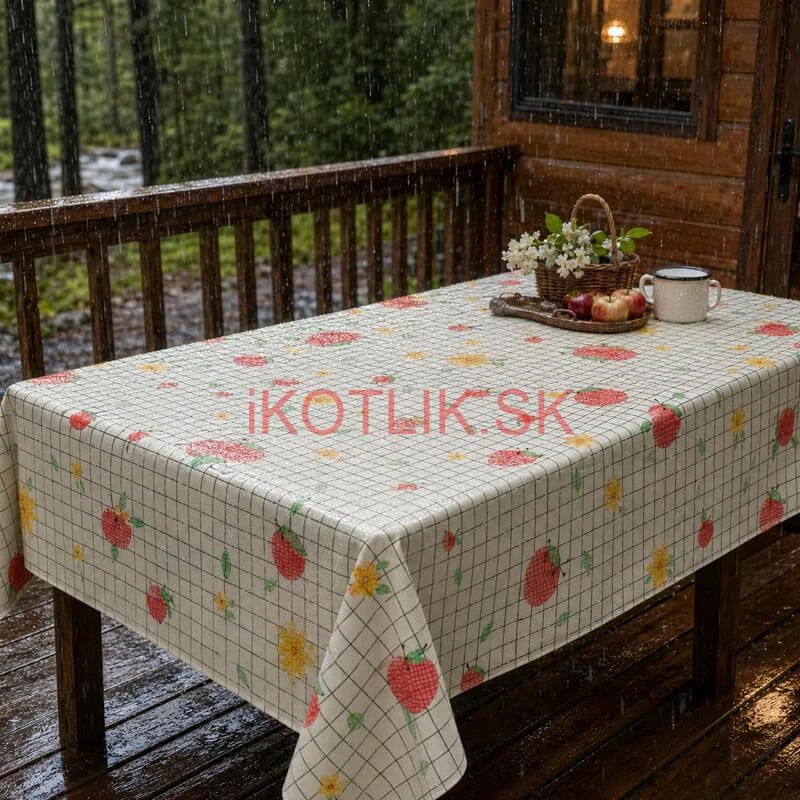 Umývateľný obrus Jablká a kvety 137 × 183 cm