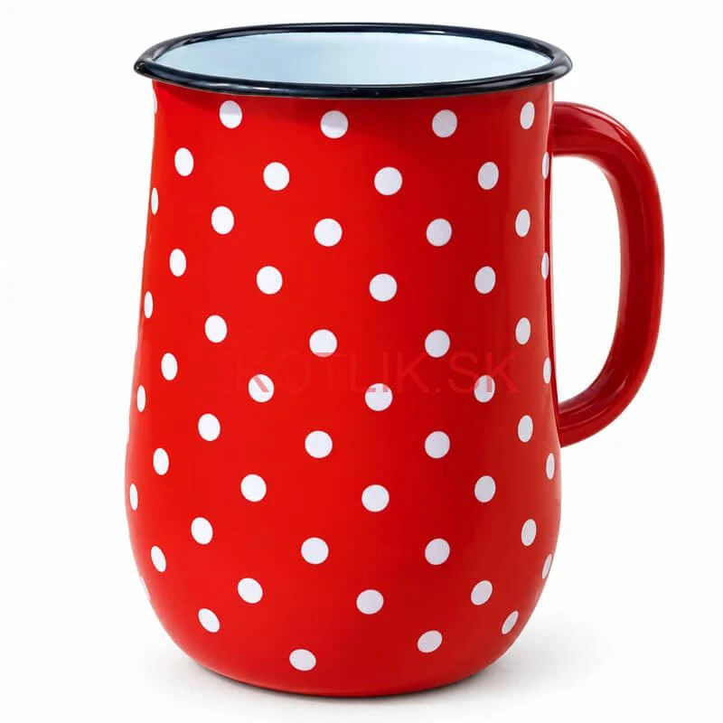 Bodkovaný smaltovaný džbán 2,5 l – červený