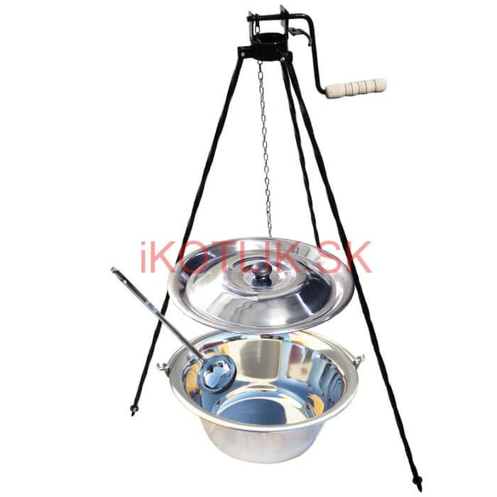 Antikorový kotlík 10 L + pokrievka + stojan s kladkou VAR