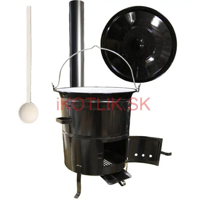 Smaltovaný kotlík 30 L (1,2 mm) + kovová kotlina 50 CLASSIC (KOV) + dymovod Max Party