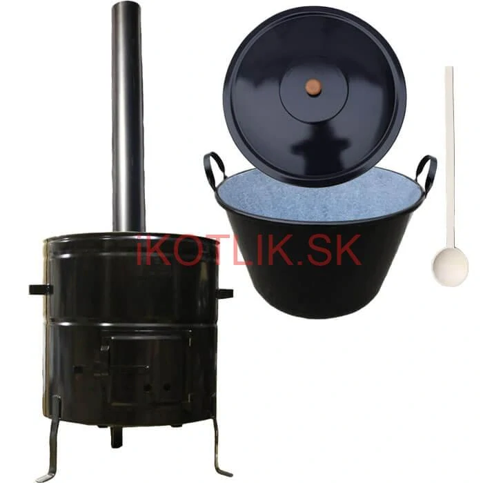 Zabíjačkový smaltovaný kotol 60 L + kovová kotlina 53 cm + dymovod