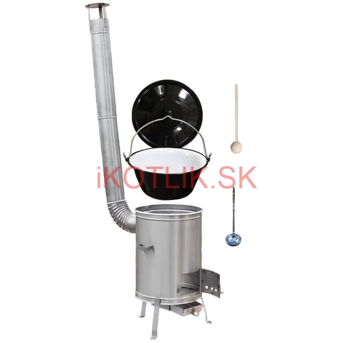 Smaltovaný kotlík 22 L (1,2 mm) + nerezová kotlina 42 cm + vareška a naberačka LUX