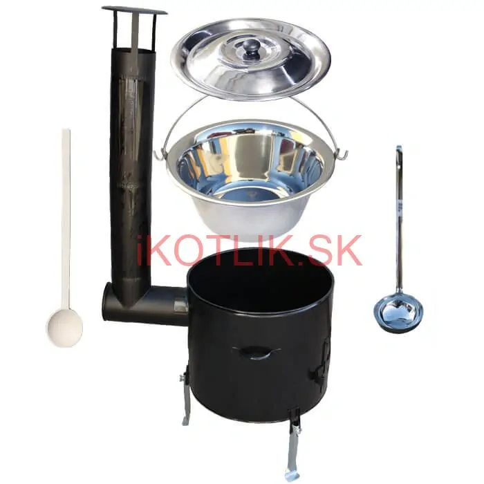 Antikorový kotlík 20 L (0,8 mm) + smaltovaná kotlina 42 cm + vareška a naberačka Easy party