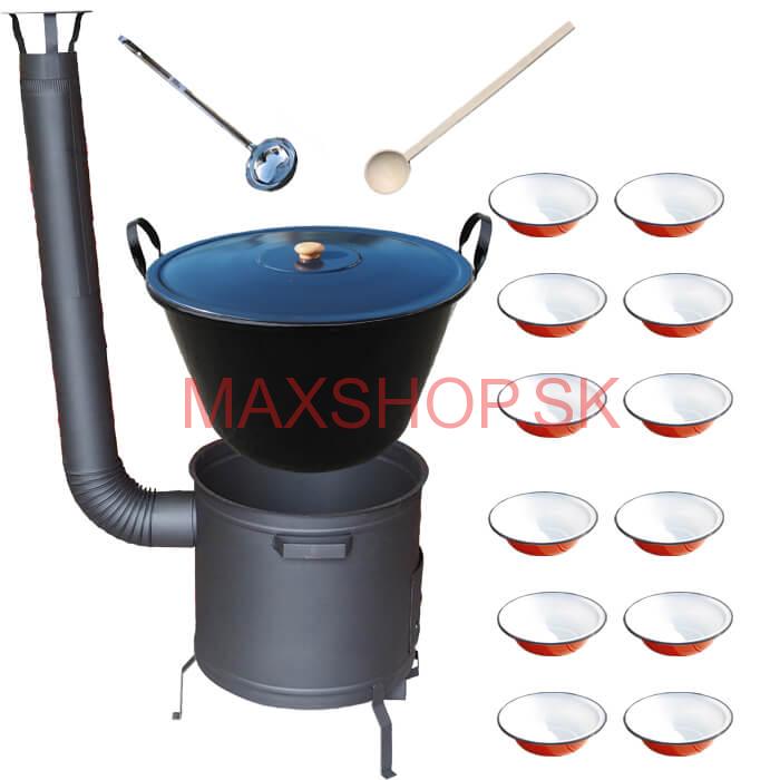 Smaltovaný kotol 80 L + smaltované taniere 12 ks PLUS 600