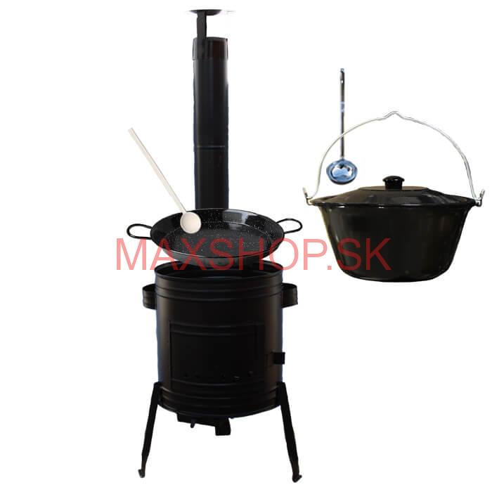 Paella smaltovaná panvica 34 cm so smaltovaným kotlíkom 8 L (1,2 mm) a kotlinou