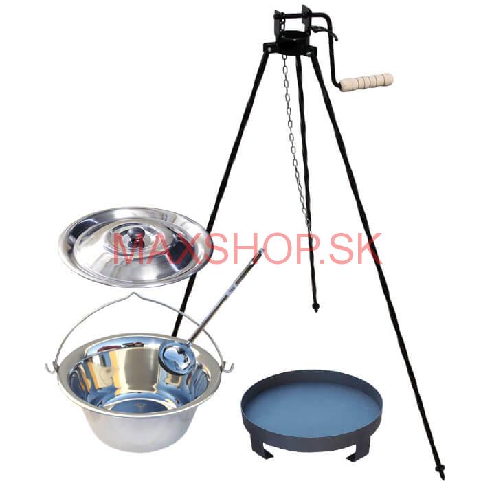 Antikorový kotlík 14 L (0,8 mm) + Ohnisko + stojan s kladkou VAR