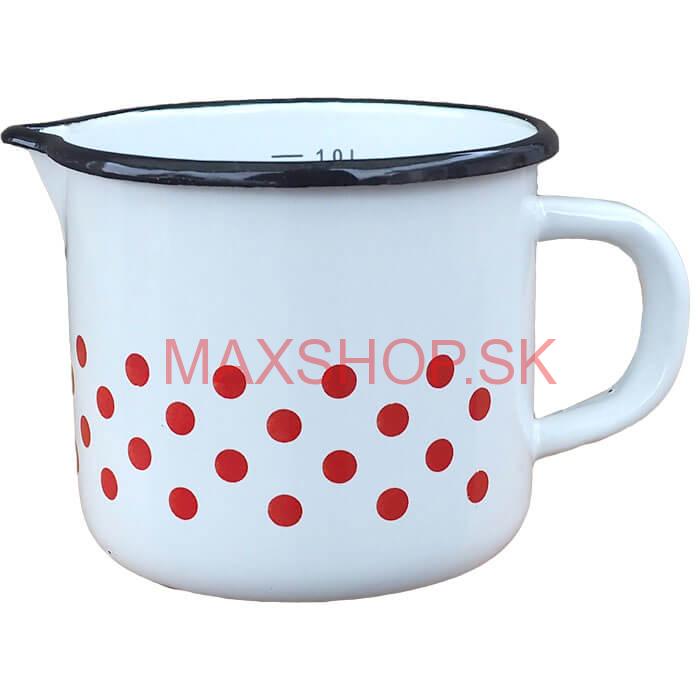 Smaltovaný hrnček s výlevkou 1 L - bodkovaný