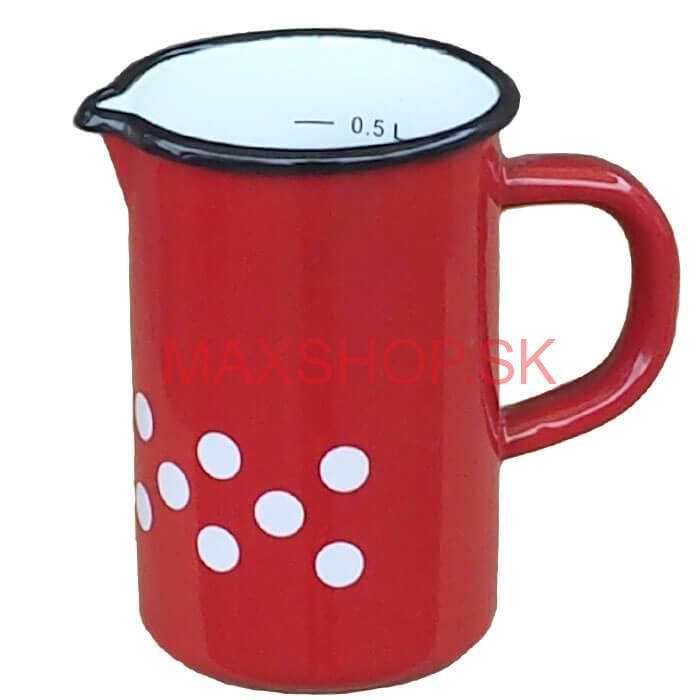 Smaltovaný hrnček s uškom 0,5 L – červený, vysoký