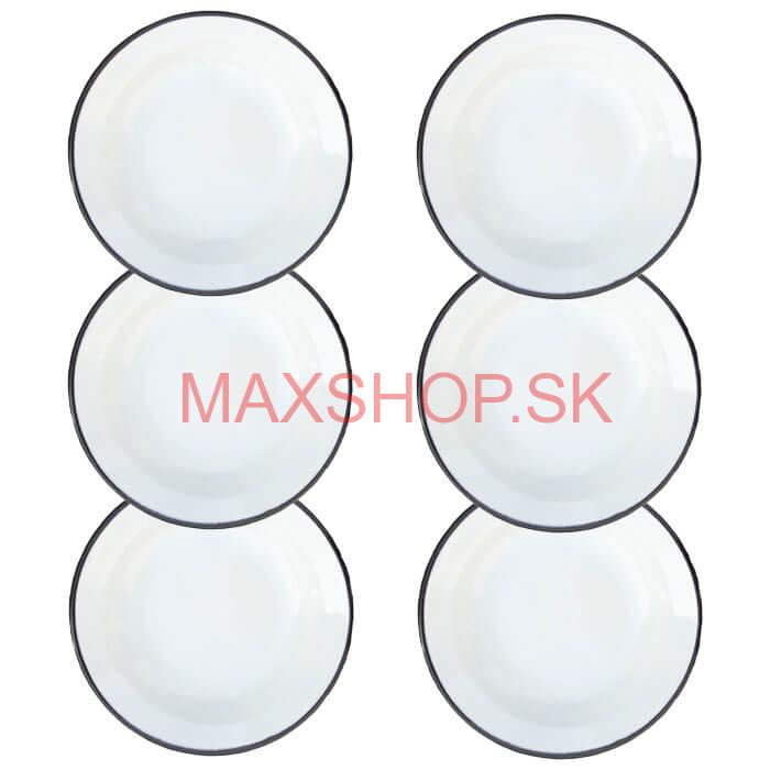 Súprava smaltovaných plytkých tanierov 22 cm 6 ks