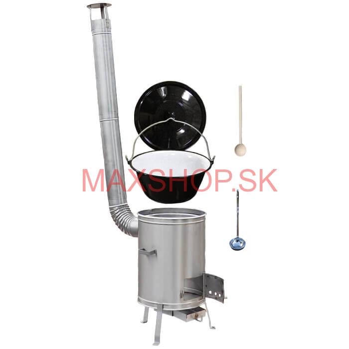 Smaltovaný kotlík 25 L (1,2 mm) + nerezová kotlina 42 cm LUX  + vareška a naberačka