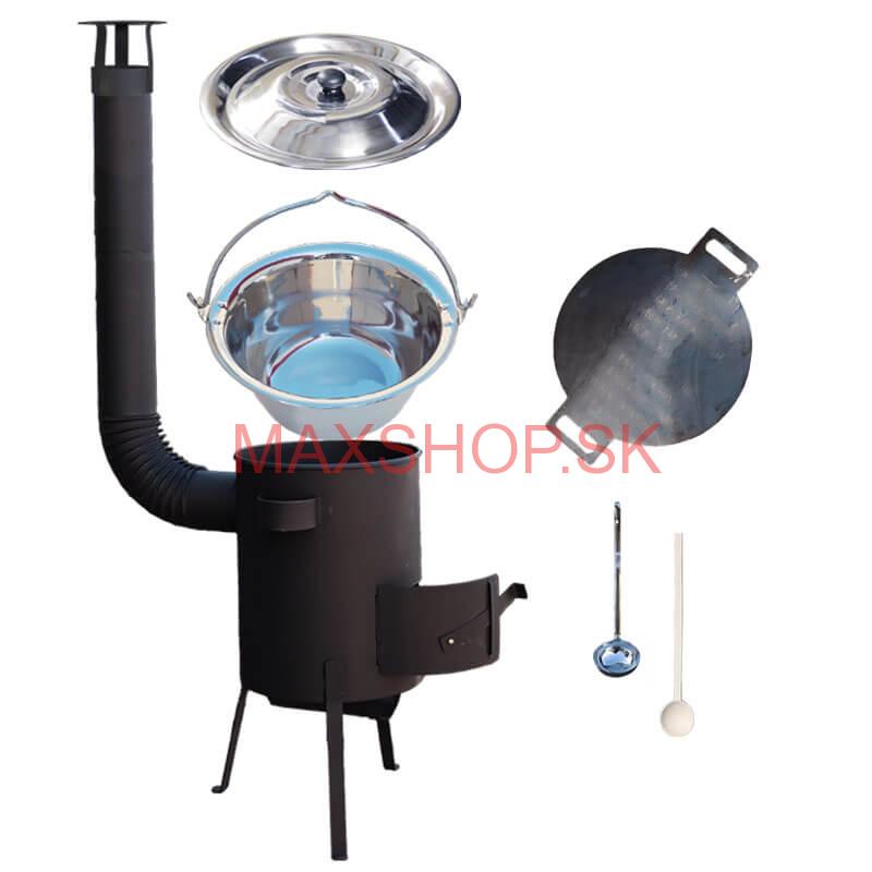 Nerezový kotlík 20 L (1,2 mm) INOX + železná panvica 44 cm UNI + kotlina 42 cm PLUS 600 4 MM