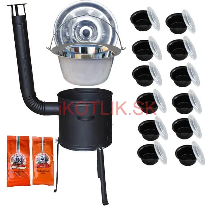 Nerezový kotlík 22 L (0,8 mm) INOX + žiaruvzdorná kotlina 42 cm Plus 700 + misky 12 ks + 2 x korenie na guláš 100 g