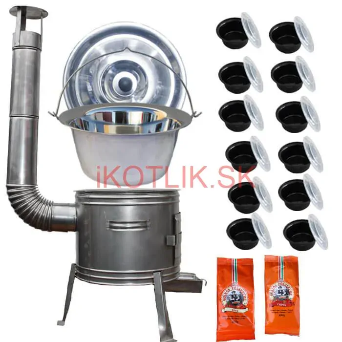 Nerezový kotlík 22 L (0,8 mm) INOX + nerezová kotlina 42 cm TOPLUX + misky 12 ks + 2 x korenie na guláš 100 g