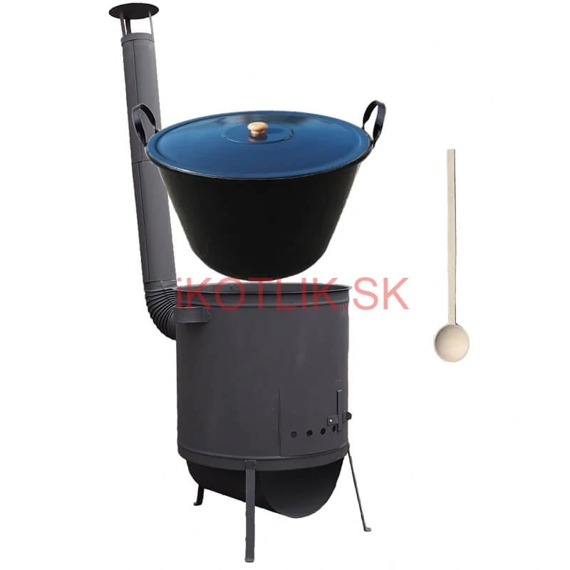 Smaltovaný kotol 70 L na zabíjačku + žiaruvzdorná kotlina 53 PLUS 600 4 MM + vareška