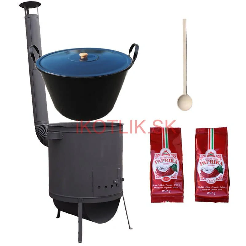 Smaltovaný kotol 70 L na zabíjačku + žiaruvzdorná kotlina 53 PLUS 600 4 MM + sladká a štipľavá paprika + vareška