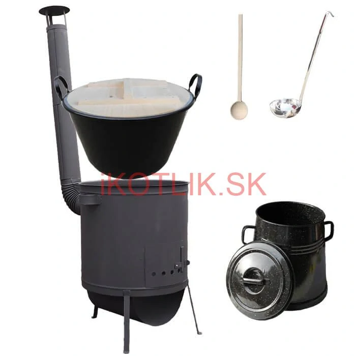 Smaltovaný kotol 100 L + žiaruvzdorná kotlina 42 PLUS 600 4 MM + Nádoba na masť 10 L