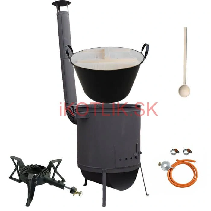 Zabíjačkový smaltovaný kotol 100 L, žiaruvzdorná kotlina 42 PLUS 600 4 MM, horák 7 kW + varecha