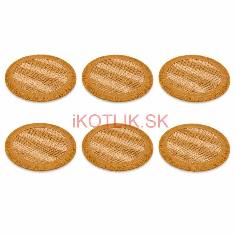 Okrúhle prírodné podložky pod tanier so strapcami 37 cm, 6 ks