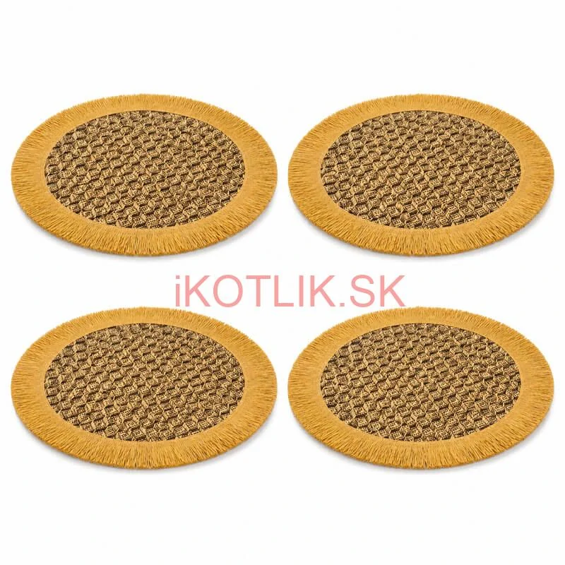 Prírodné podložky pod tanier so strapcami 37 cm, 4 ks