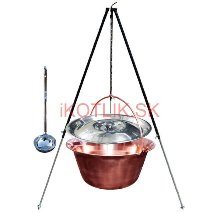 Medený kotlík 30 L (1,2 mm) + pokrievka + klasická teleskopická trojnožka