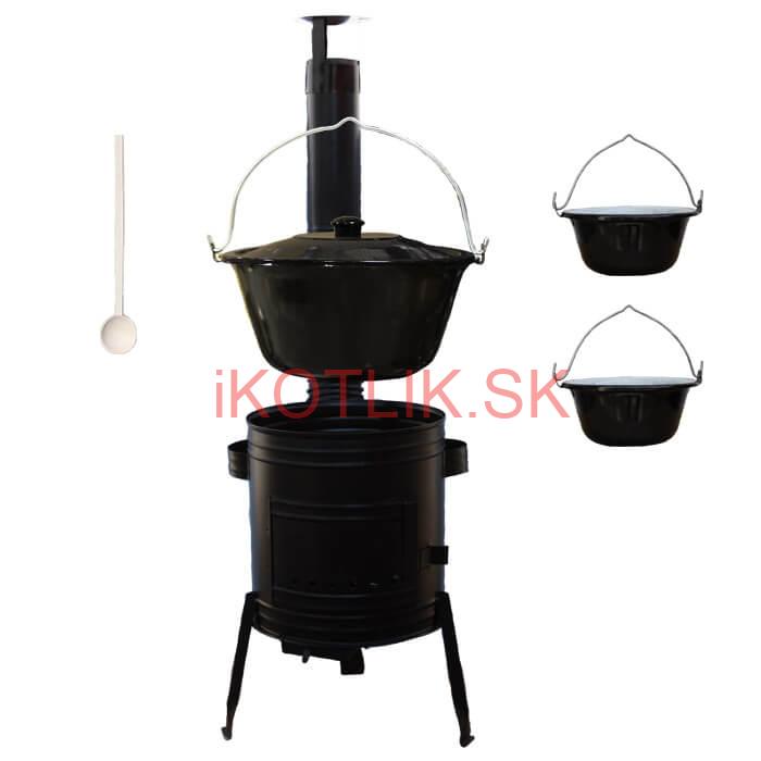 Smaltovaný kotlík 10 L (1,2 mm) + kovová kotlina 31 CLASSIC (KOV) + 2 smaltované servírovacie kotlíky 0,8 L