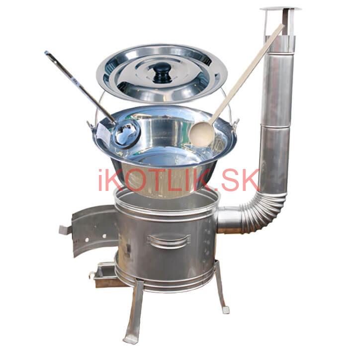 Antikorový kotlík 22 L (0,8 mm) + nerezová kotlina 39 cm + vareška a naberačka TOPLUX