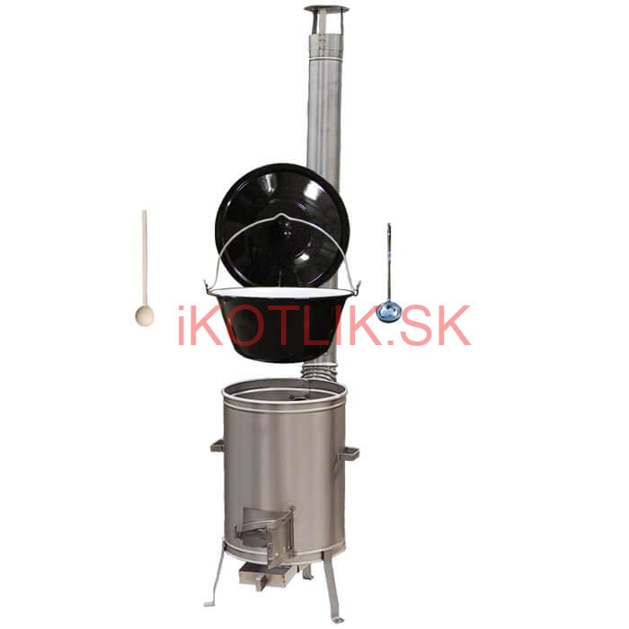 Smaltovaný kotlík 22 L (1,2 mm) + nerezová kotlina 42 cm + vareška a naberačka LUX